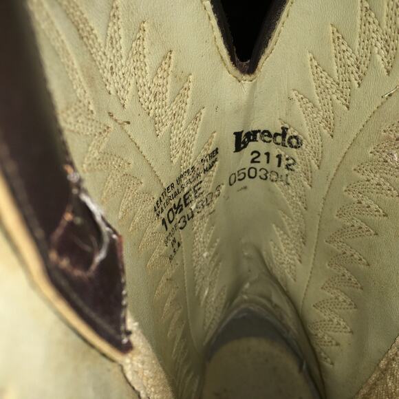 Laredo Mens Western Boot Brown 10.5 EE Leather Cowboy 2112 Vintage Made in USA - Picture 7 of 10